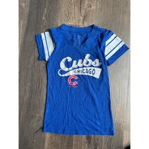 Kids Chicago Cubs MLB Baseball‎ T Shirt Blue White Stripes size 7/8